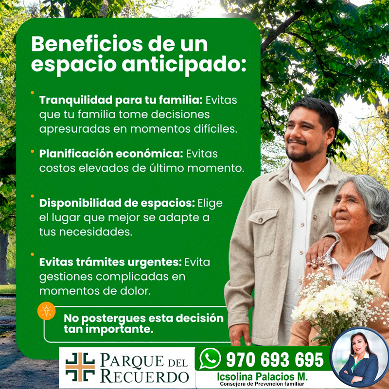 Beneficios de un espacio anticipado Parque del Recuerdo 970693695